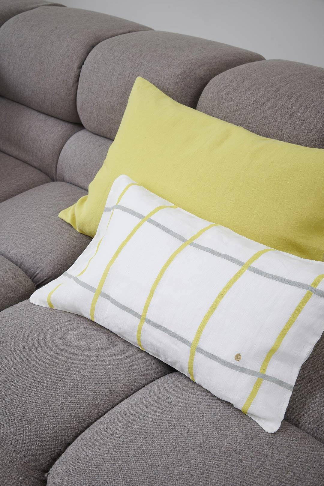 cushion cover linen yellow checks